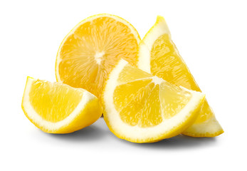 Slices of fresh lemon isolated on white