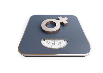 Sign woman on the scales, 3D rendering