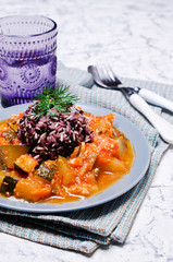 Cooked rice with vegetables