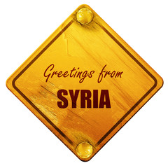 Greetings from syria, 3D rendering, isolated grunge yellow road 