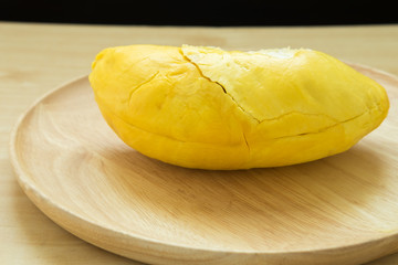 Durian in wooden plate ,in southeast Asia as the 