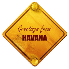 Greetings from havana, 3D rendering, isolated grunge yellow road