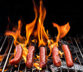 sausages on the grill