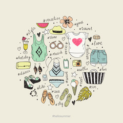 Summer style.  Woman summer clothes