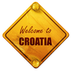 Welcome to croatia, 3D rendering, isolated grunge yellow road si
