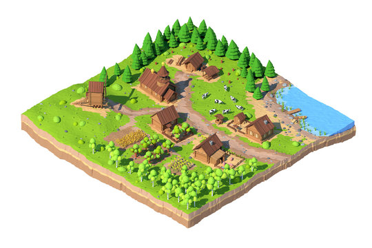 Isometric Low Poly Village 