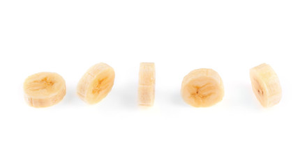 Banana slices, isolated on white