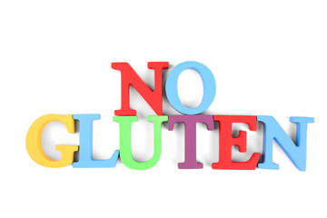 Phrase NO GLUTEN made of colorful letters isolated on white