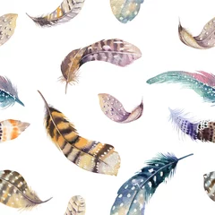 Gardinen Federn wiederholendes Muster. Aquarellhintergrund mit nahtlosem © kris_art