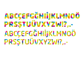 Renkli harf ve rakamlar, Alfabe