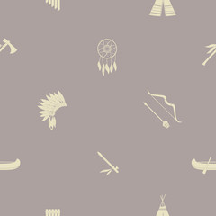 Seamless background with american indian icons for your design