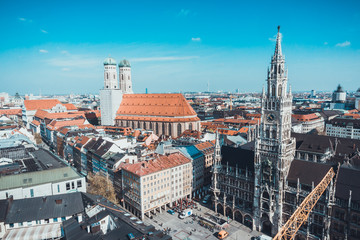 Fototapeta na wymiar Munich Marienplatz, New City Hall and Frauenkirche