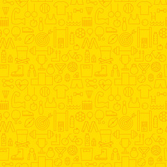 Line Healthy Lifestyle Fitness Dieting Yellow Seamless Pattern