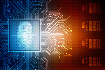 Security system concept with fingerprint Letter P sign