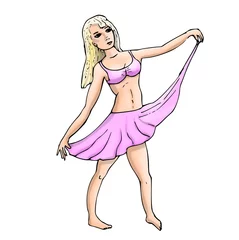 Fotobehang Vrouw met roze rok danst © emieldelange