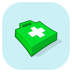 Obraz premium Vector illustration of a First aid case icon. Emergency treatment - First Aid concept.