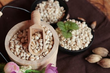 Dried millet seeds for cooking.