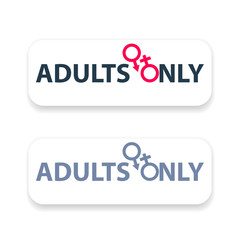 adults only sign, button design, vector illustration