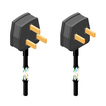 Isometric vector illustration of a power failure blackout icon.
Broken plug - electricity power failure concept.