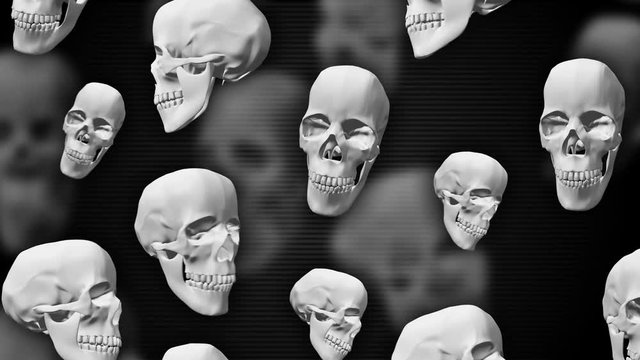 Seamless animation of skulls. Render of a skull 3D model  by Momentum released by Blendswap distributed under CC-BY