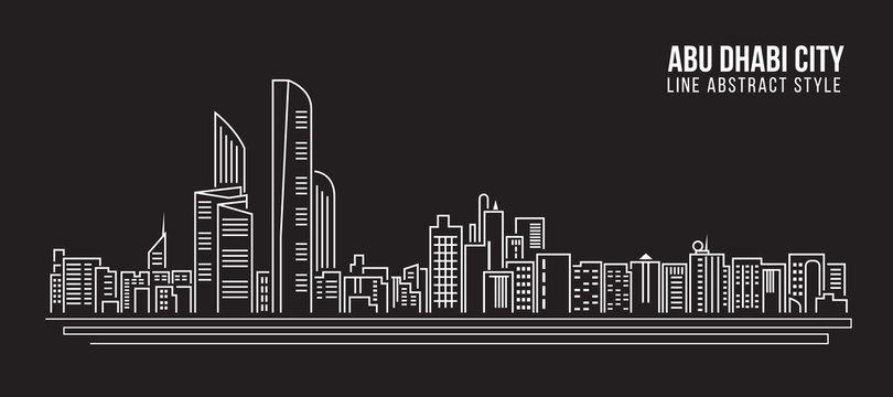 Cityscape Building Line art Vector Illustration design - Abu Dhabi city
