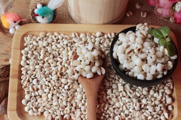 Cooked millet seeds and dried millet seeds.