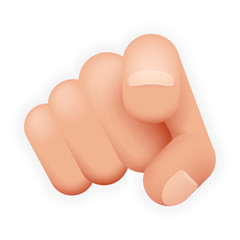 Realistic 3d Recruitment Hire Pointing Finger Potential Client Politician Businessman Elected Hand Icon Transparent Background Vector Illustration
