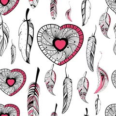 Peel and stick wall murals Dream catcher Dream Catcher in Tribal boho style seamless pattern