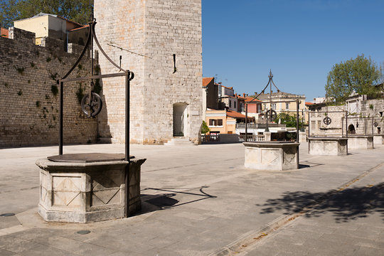 Medieval water well in Zadar , Croatia 