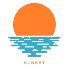 Sunset on a white background. sunset sun, icon, isolate. Flat su