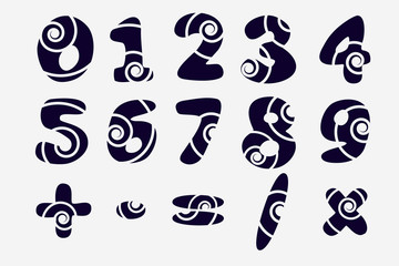 Numbers set in hand drawn comic style isolated on white backgrou