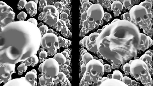 Seamless animation of skulls. Render of a skull 3D model  by Momentum released by Blendswap distributed under CC-BY