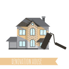 Fototapeta na wymiar Concept renovation illustrations.House remodeling,flat design ho