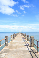 old wooden bridge to dock pier in tranquil sea dream destination ,Trang Thailand