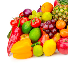Collection juicy fruits and vegetables
