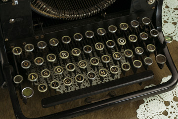 Close-up of an Old Typewriter Keyboard