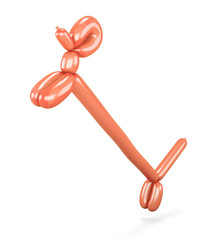 Orange balloon dog isolated on white background. Figure dachshund. 3d rendering.