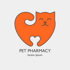 Single logo with a cat in a heart shape