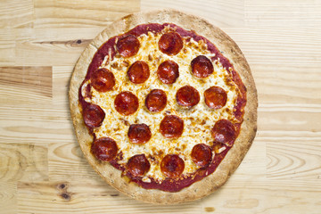 view of a pizza.
