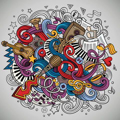 Cartoon hand-drawn doodles Musical illustration