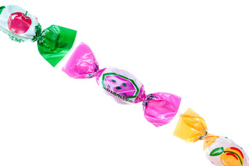 three flavored candies