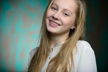Portrait of a young blonde beautiful girl
