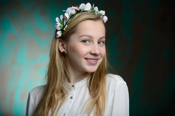 Portrait of a young blonde beautiful girl
