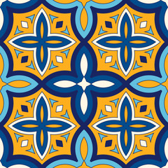 Bright ethnic abstract background. Seamless pattern with symmetric geometric ornament.
