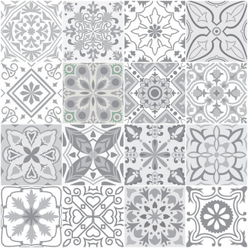 Big set of vector tiles background.