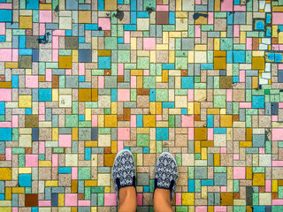 Colorful bricks on the road
