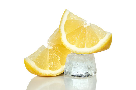 Lemon slices with ice cube