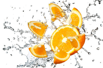 Orange slices with water splash