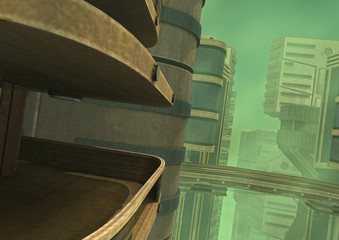 Obraz premium 3D Rendering Futuristic City