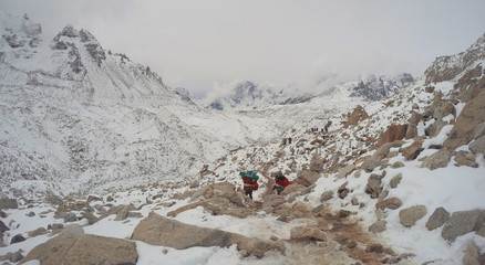 Trek to Everest through snow valley